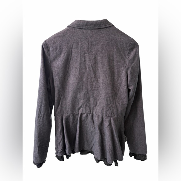 Anthropologie Gray Wool Peplum Blazers Academia w/Black Ruffled Hem Pockets, M - Picture 11 of 15